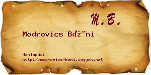 Modrovics Béni névjegykártya